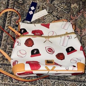 Dooney & Bourke Cream and Cincinnati Reds Baseball Crossbody Bag